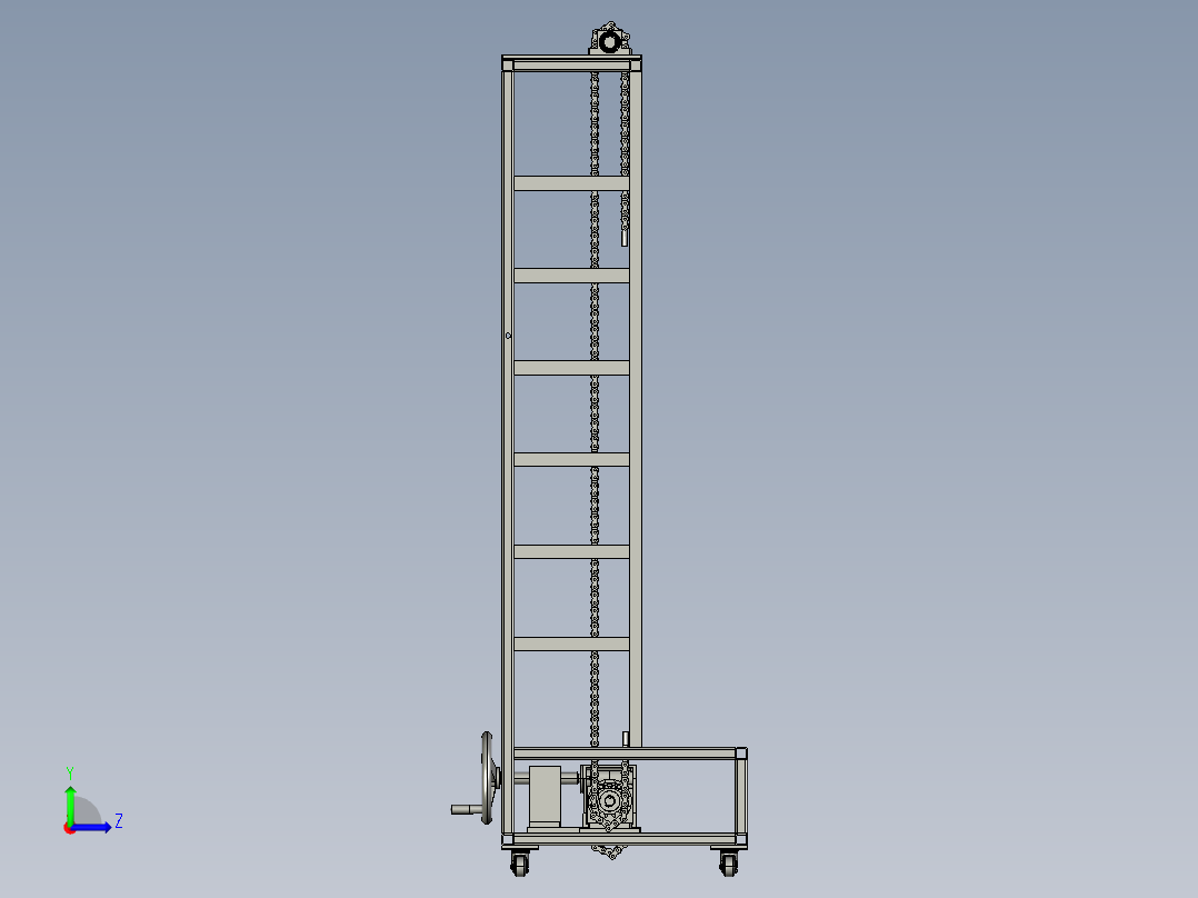 钢架构件吊装的龙门式起重机左视图