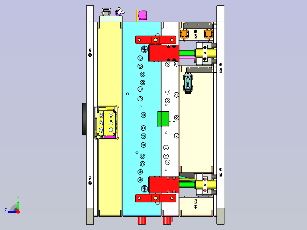电动三轮散热盖板1+1塑胶模具右视图