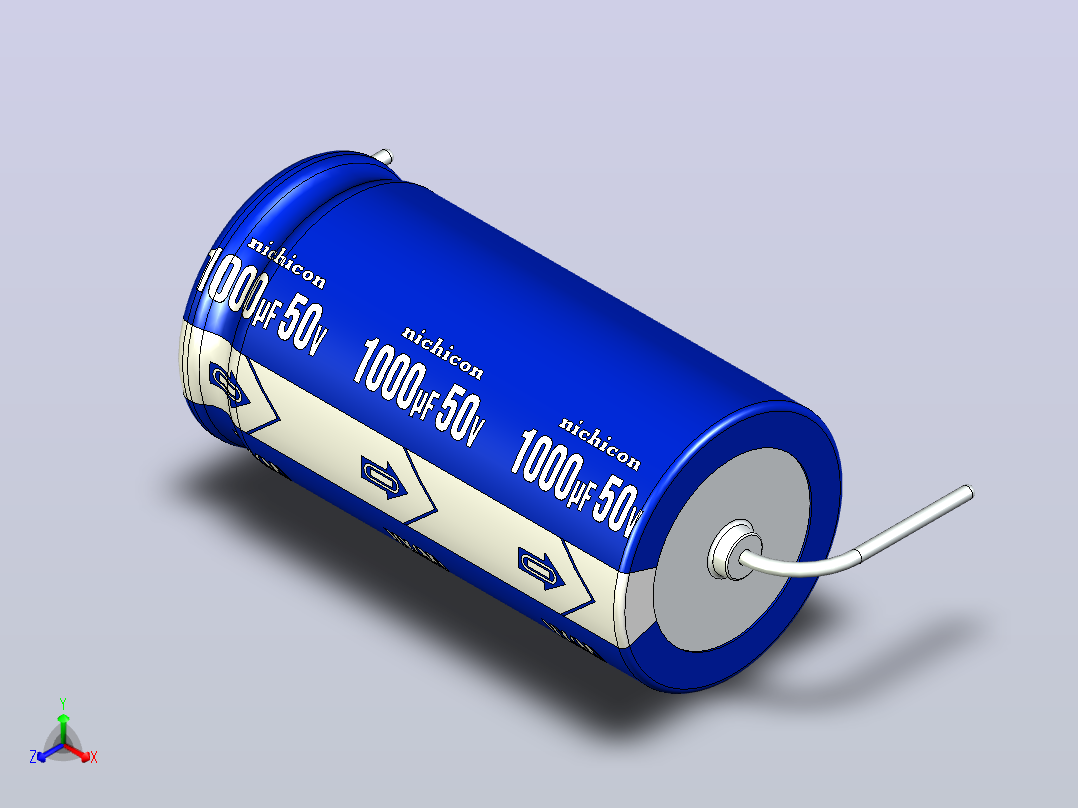 铝制轴向电解电容器。VX系列1000uf x50v。16x31.5mm毫米。间距34.5至41毫米。电解镍镉电池主视图