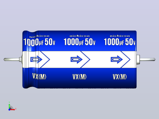 铝制轴向电解电容器。VX系列1000uf x50v。16x31.5mm毫米。间距34.5至41毫米。电解镍镉电池前视缩略图