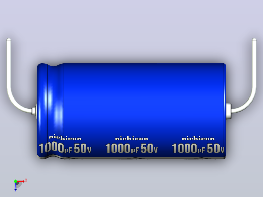铝制轴向电解电容器。VX系列1000uf x50v。16x31.5mm毫米。间距34.5至41毫米。电解镍镉电池俯视缩略图