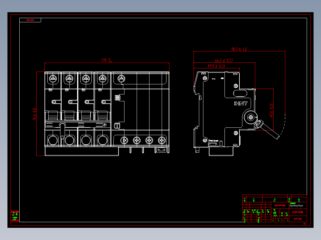 NB5LE-63FB 4P剩余电流动作断路器外形安装尺寸图202409