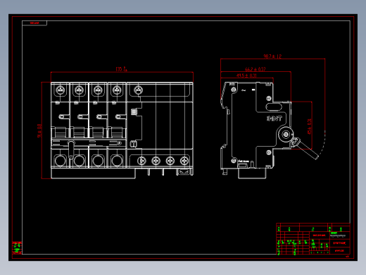 NB5LE-63FB 4P剩余电流动作断路器外形安装尺寸图202409