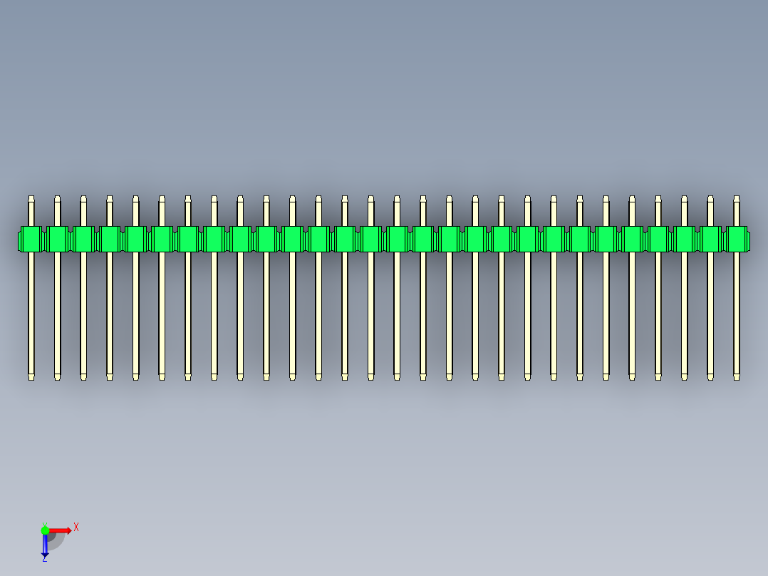 彩色公头100mil（2.54mm）系列-DS1021_green_2x28p_100mil_Type5_rev1.0俯视图