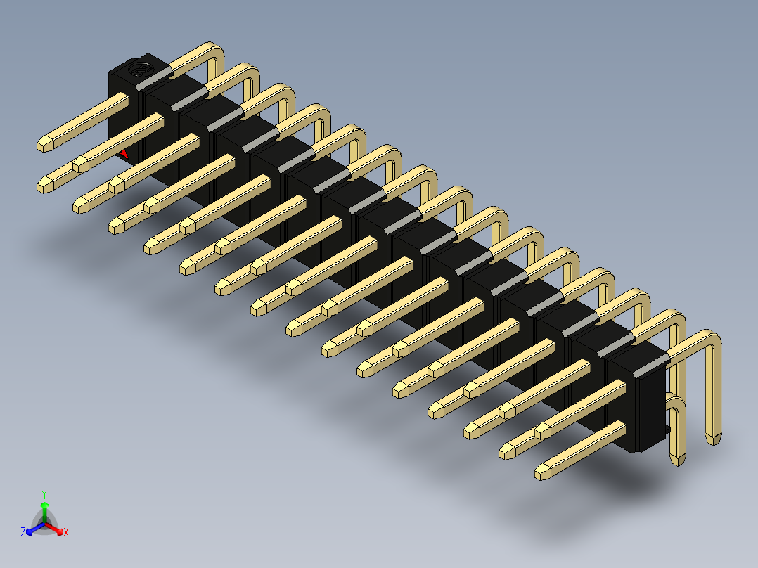 彩色公排针 100mil 2.54mm 系列-DS1022_black_2x15p_100mil_TypeD_rev1.0主视图