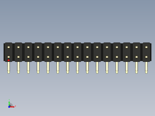 彩色公排针 100mil 2.54mm 系列-DS1022_black_2x15p_100mil_TypeD_rev1.0前视缩略图