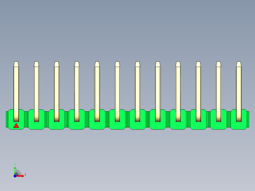 彩色公排针 100mil 2.54mm 系列-DS1022_green_12p_100mil_TypeU_rev1.0前视缩略图