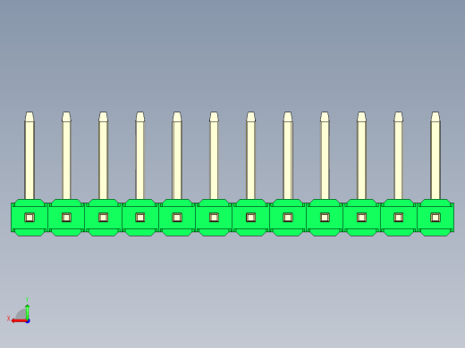 彩色公排针 100mil 2.54mm 系列-DS1022_green_12p_100mil_TypeU_rev1.0后视缩略图