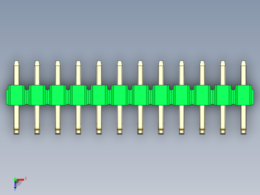 彩色公排针 100mil 2.54mm 系列-DS1022_green_12p_100mil_TypeU_rev1.0俯视缩略图