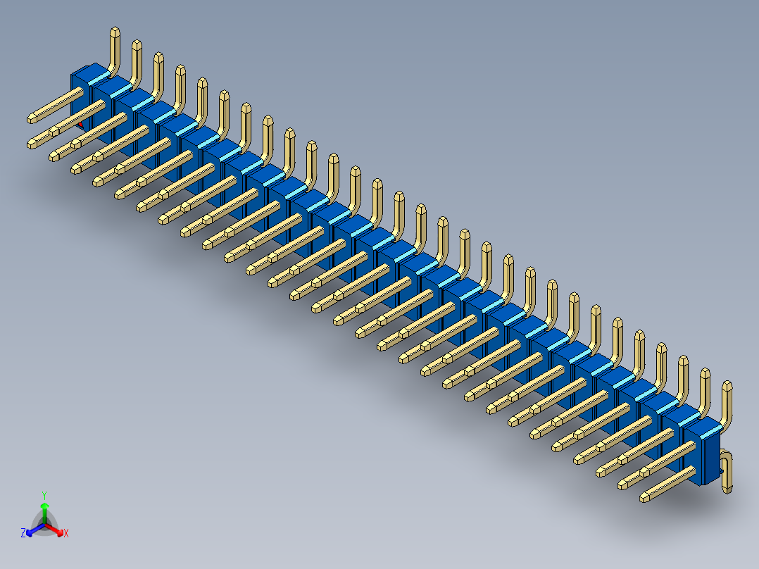 彩色公排针 100mil 2.54mm 系列-DS1022_blue_58p_100mil_TypeSMT_rev1.0主视图