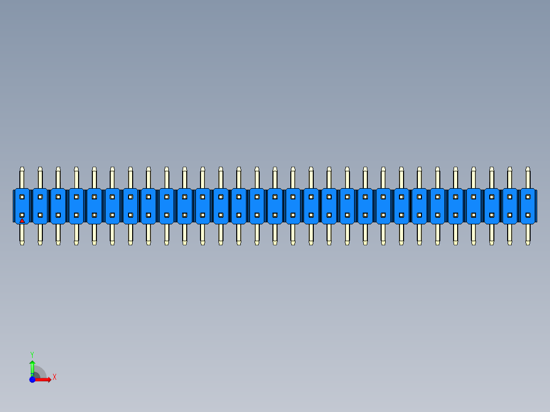 彩色公排针 100mil 2.54mm 系列-DS1022_blue_58p_100mil_TypeSMT_rev1.0前视图