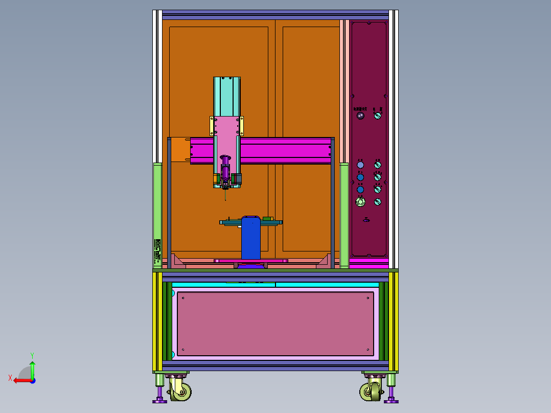 一体台式五轴硅胶自动打胶机后视图