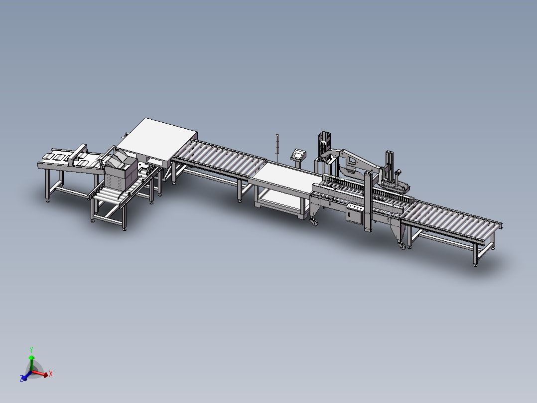 装箱称重封箱流水线示意图