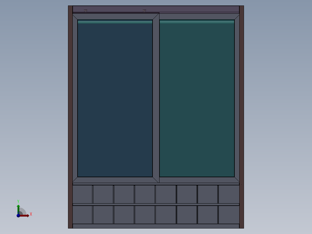 洁净室移门无尘衣柜鞋柜前视图