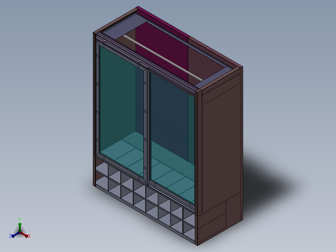 洁净室移门无尘衣柜鞋柜正等轴测图