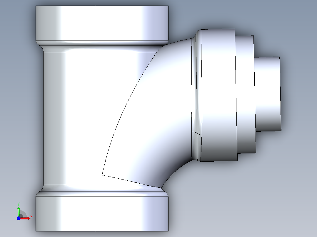 船舶管路系统S14_SeaDrainPLUS_SanitaryReducingTee-SxSxS_37E261532_3x1-1-2in Sea Drain Plus - Sanitary Reducing Tee - SxS前视图