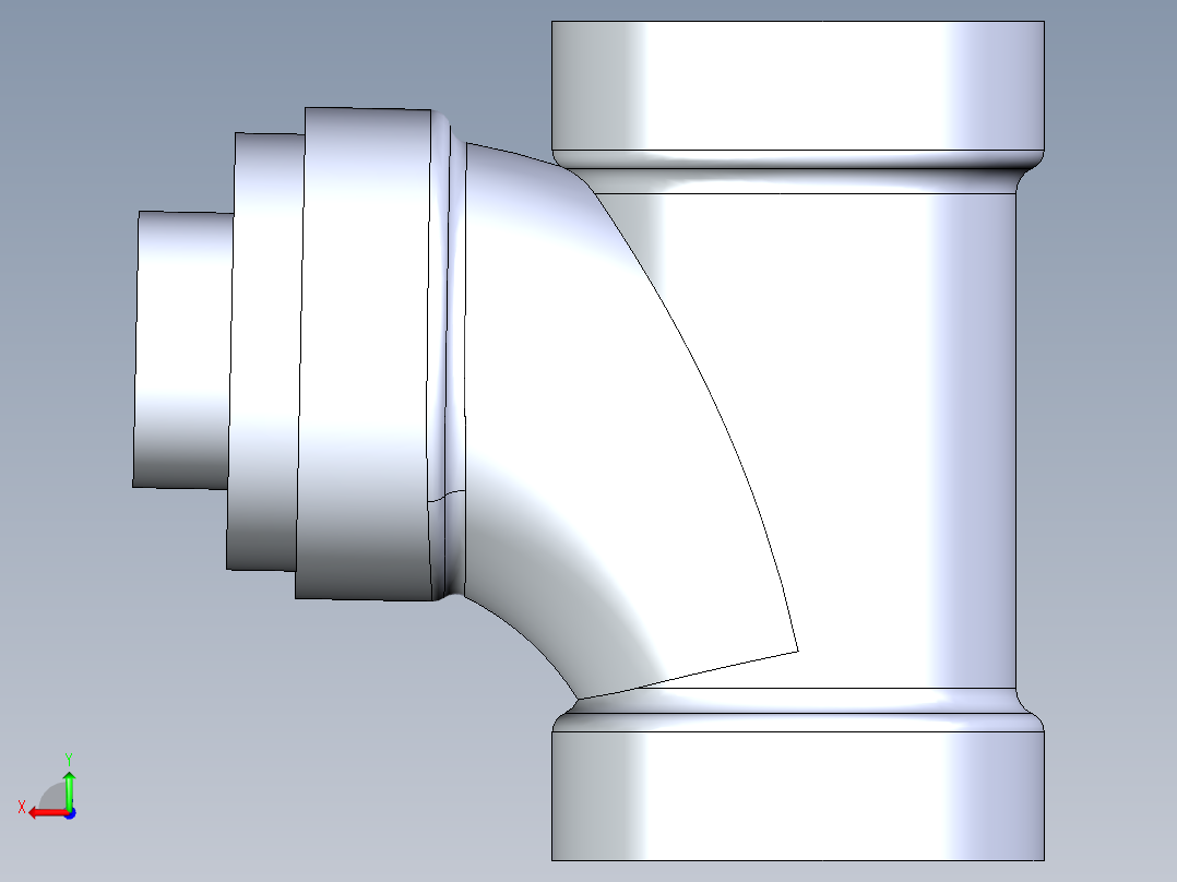 船舶管路系统S14_SeaDrainPLUS_SanitaryReducingTee-SxSxS_37E261532_3x1-1-2in Sea Drain Plus - Sanitary Reducing Tee - SxS后视图