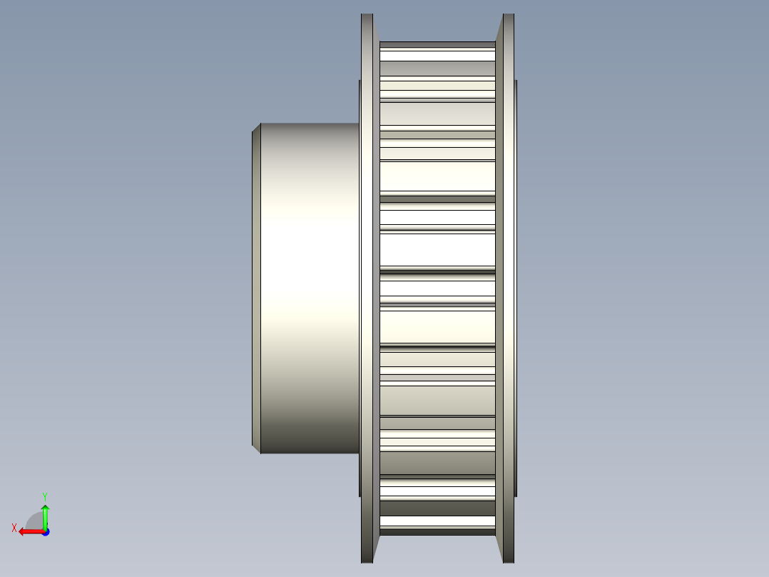 L050-20 同步皮带轮--stp三维 3d模型设计图后视图