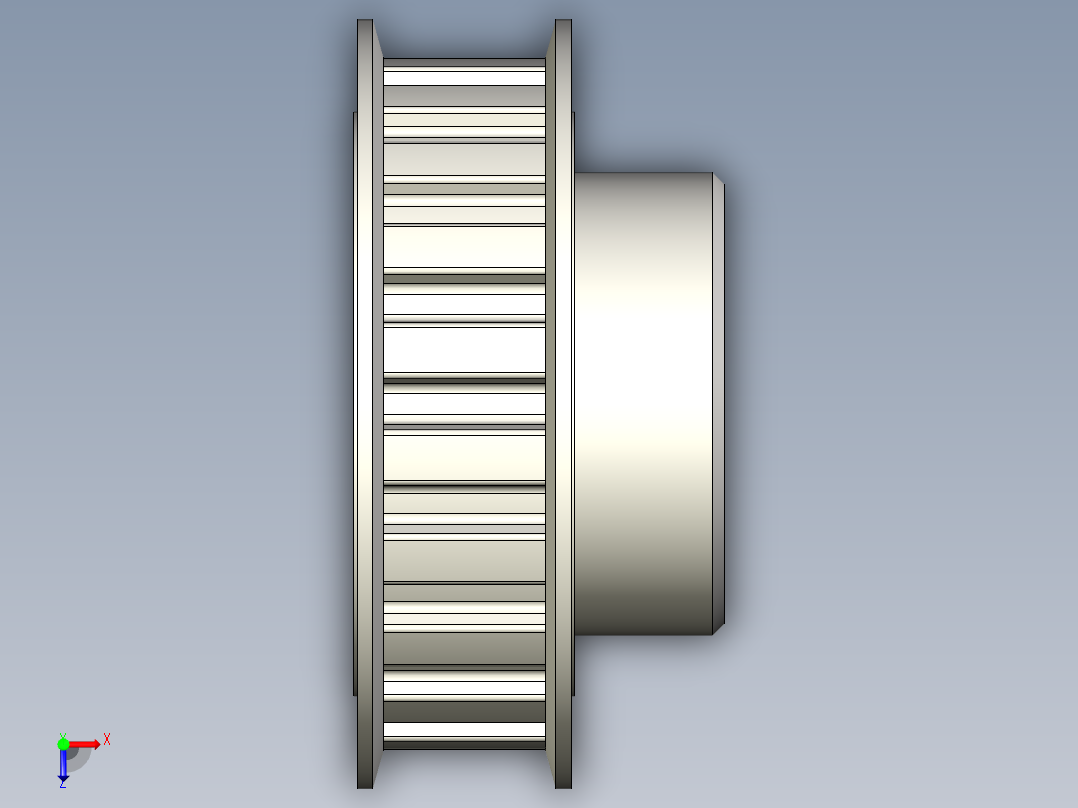 L050-20 同步皮带轮--stp三维 3d模型设计图俯视图