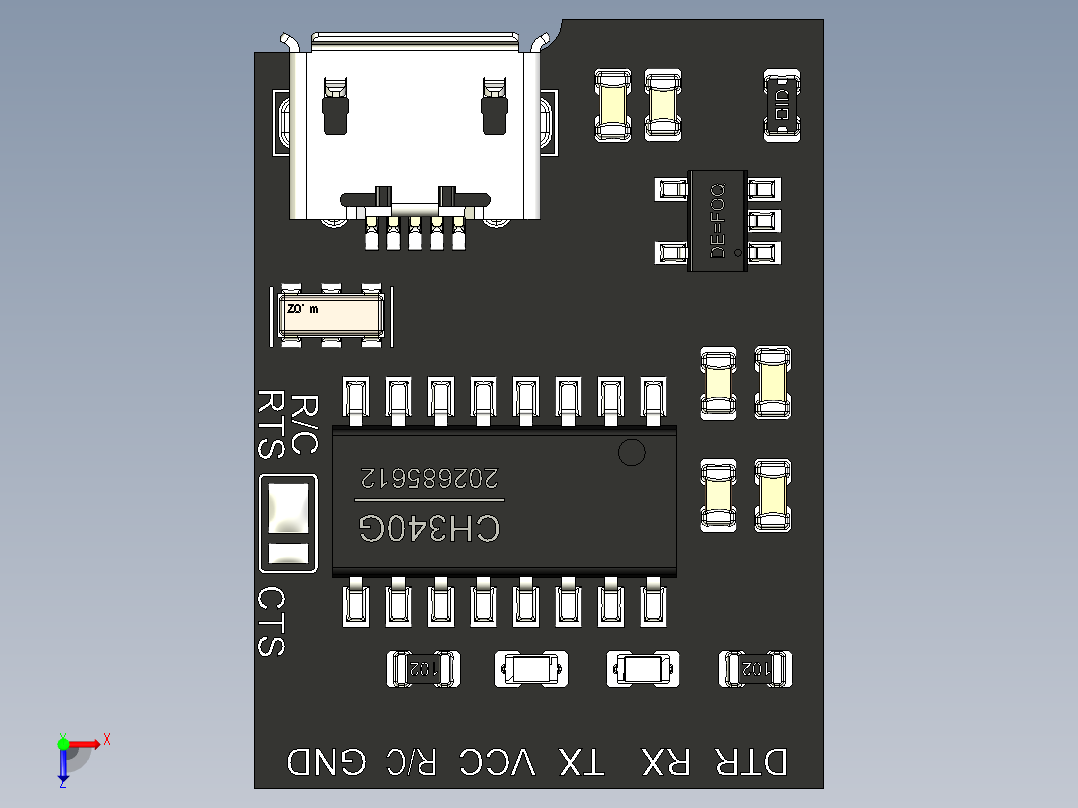 usb串口模块俯视图