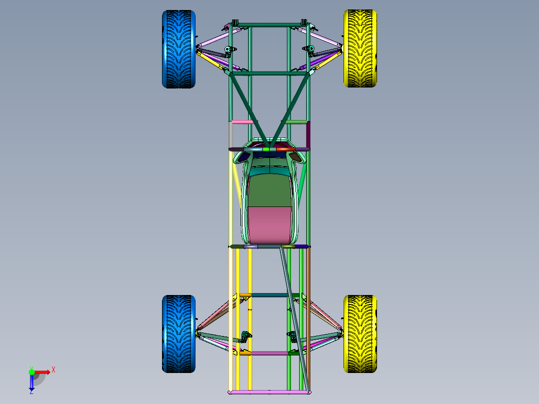 单人地形车框架俯视图