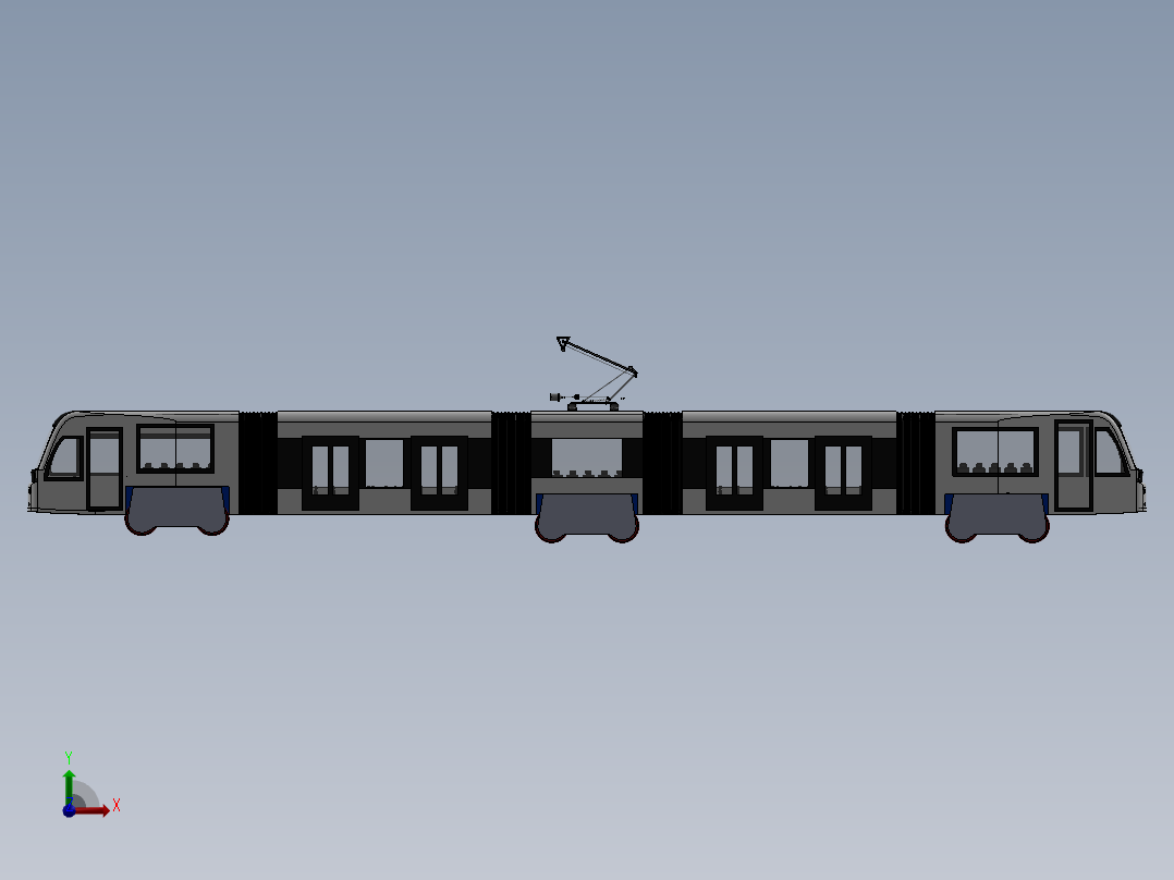 火车机车列车tram-3832-模型格式为 stp sw前视图