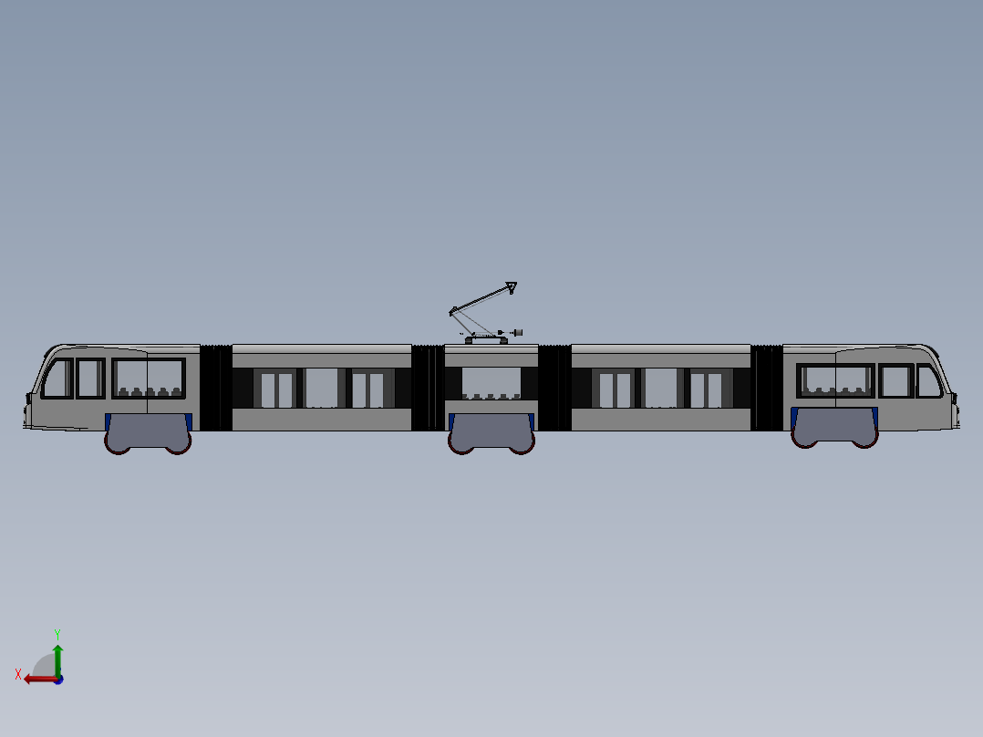 火车机车列车tram-3832-模型格式为 stp sw后视图