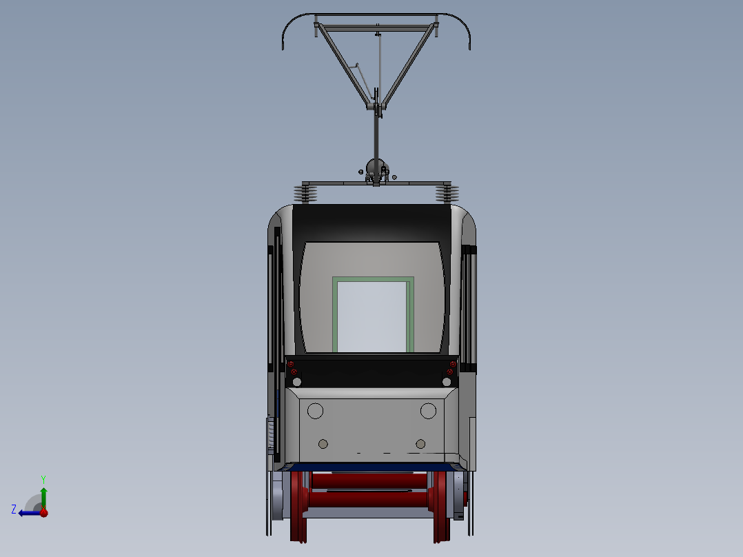 火车机车列车tram-3832-模型格式为 stp sw右视图