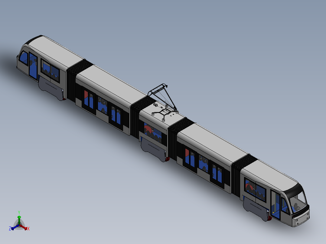 火车机车列车tram-3832-模型格式为 stp sw正等轴测图