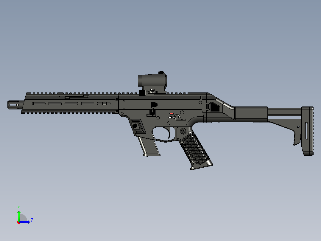 手枪左轮冲锋枪老式狙击步枪设计3D图纸veles-sg-9mm-pcc STP左视图