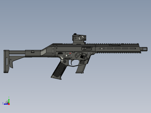 手枪左轮冲锋枪老式狙击步枪设计3D图纸veles-sg-9mm-pcc STP右视缩略图