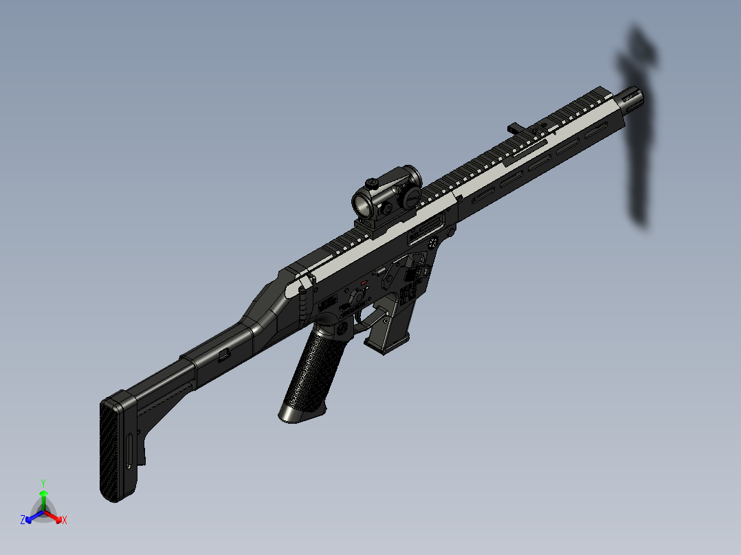 手枪左轮冲锋枪老式狙击步枪设计3D图纸veles-sg-9mm-pcc STP正等轴测图