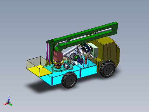 高空作业车结构及液压系统设计 含三维SW模型+3张CAD图纸+说明书