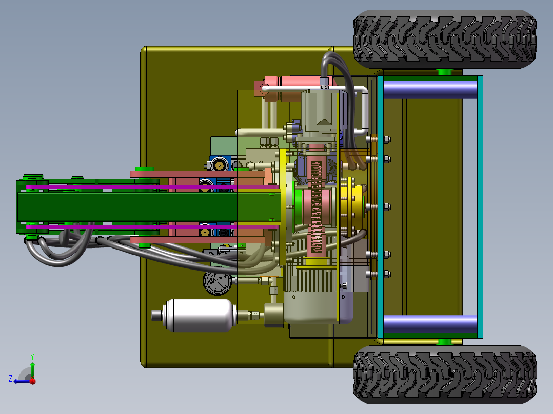 高空作业车结构及液压系统设计 含三维SW模型+3张CAD图纸+说明书右视图