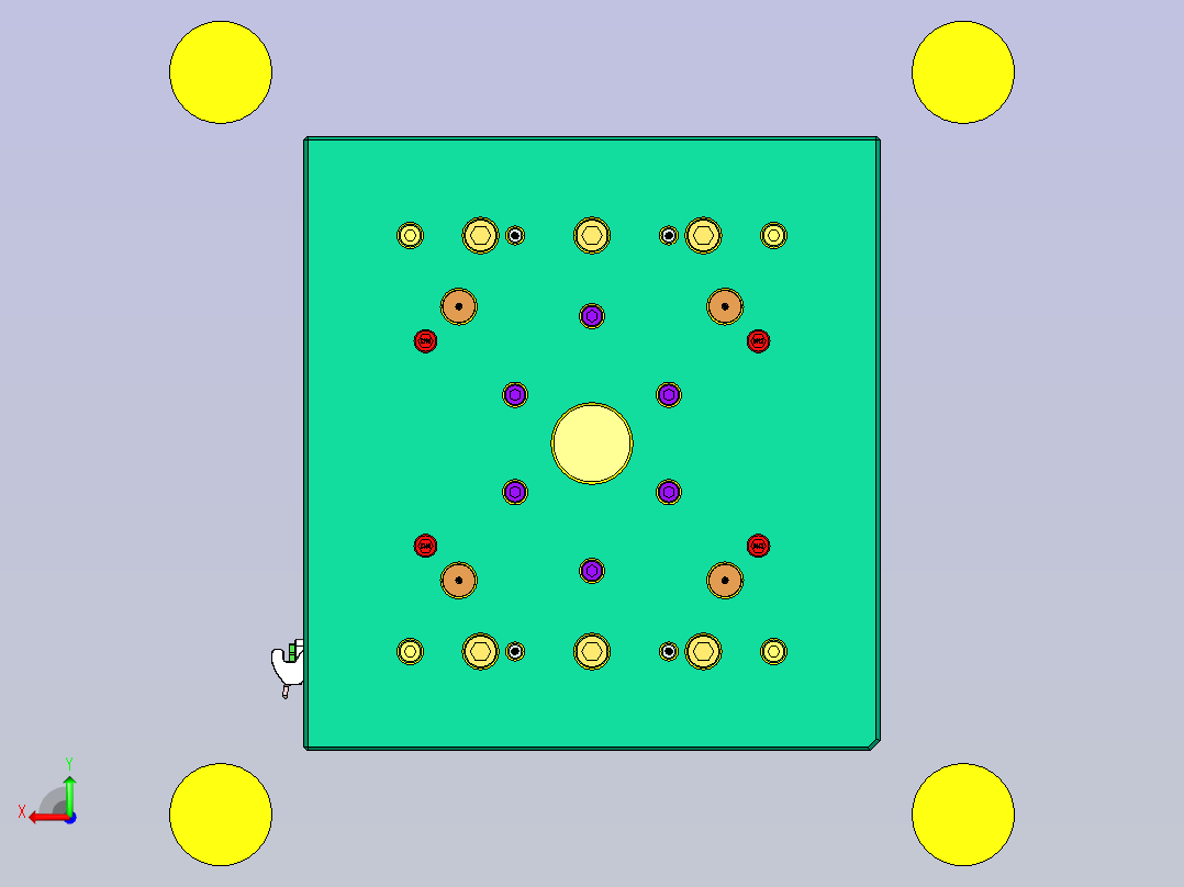 汽车点火开关盖板2+2塑胶模具后视图