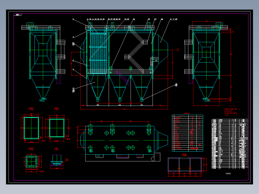 60-3卧式静电除尘器CAD总图cad图纸环保设备dwg图纸