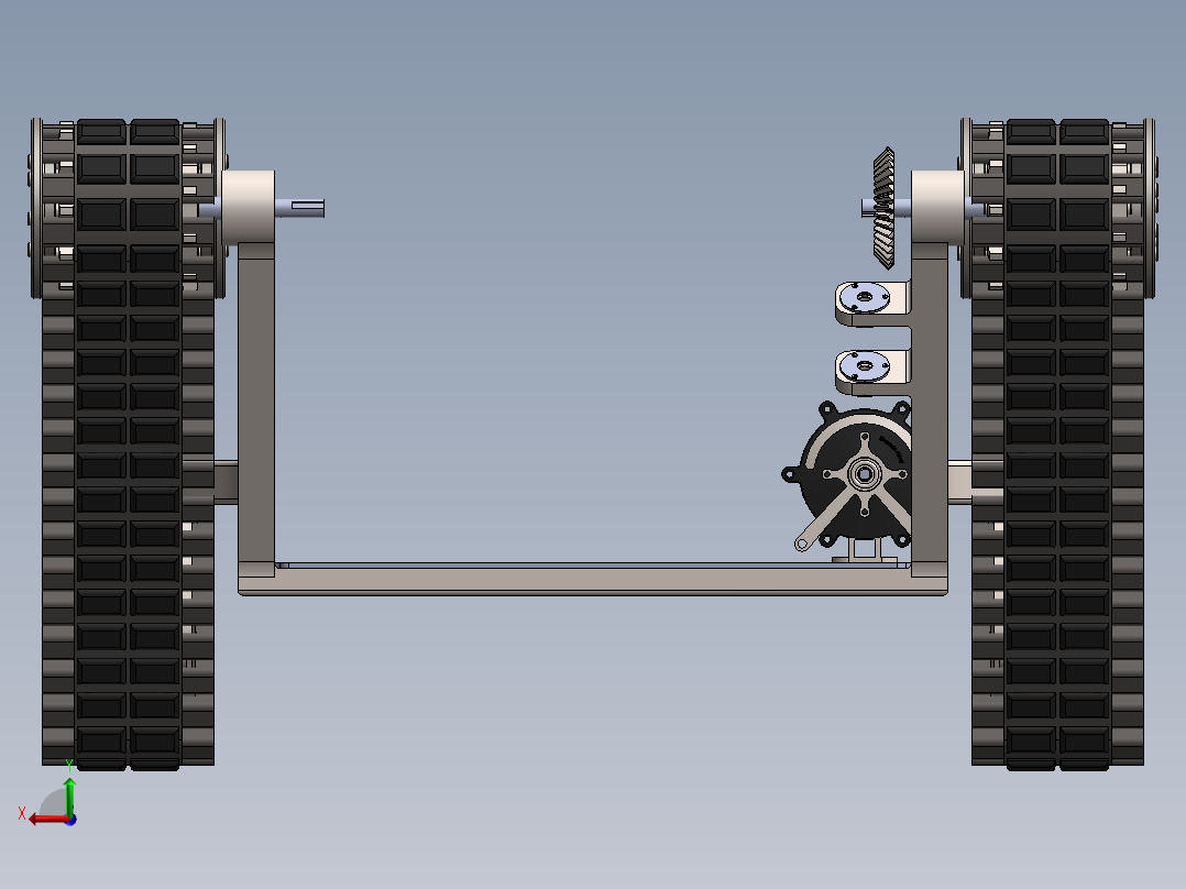 无人地面车辆 底盘 履带和悬架--SW后视图