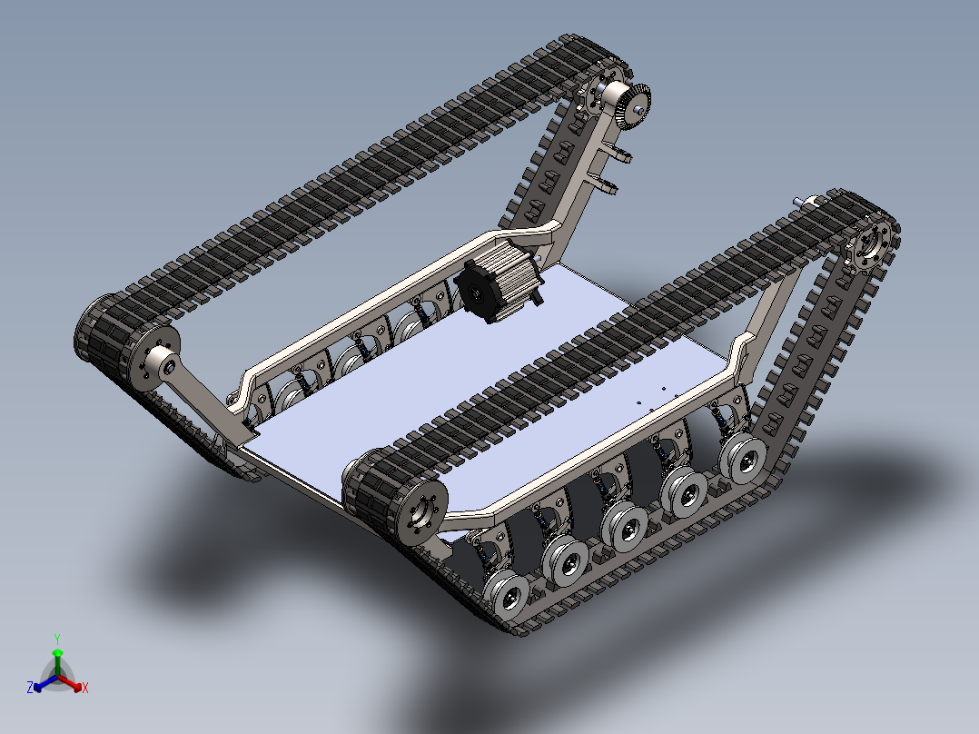 无人地面车辆 底盘 履带和悬架--SW正等轴测图