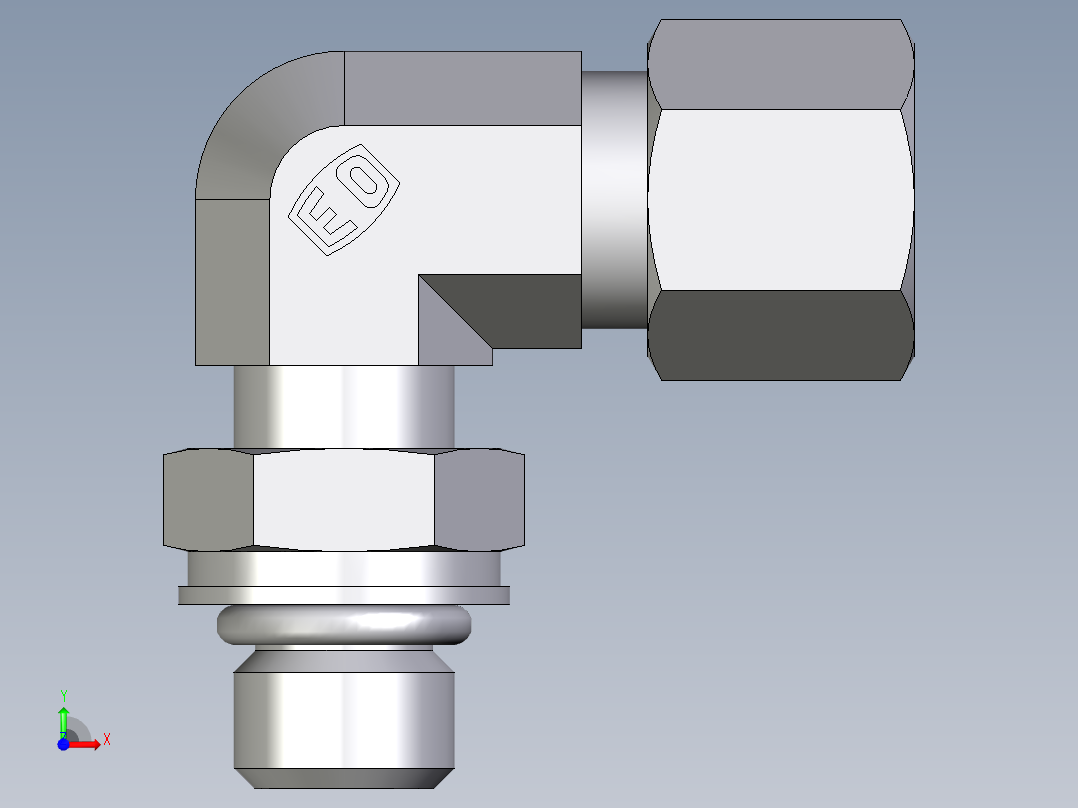 卡套式工业通用硬管接头EO_Adjustable_Locknut_elbow_WEE08ZLMORCF前视图