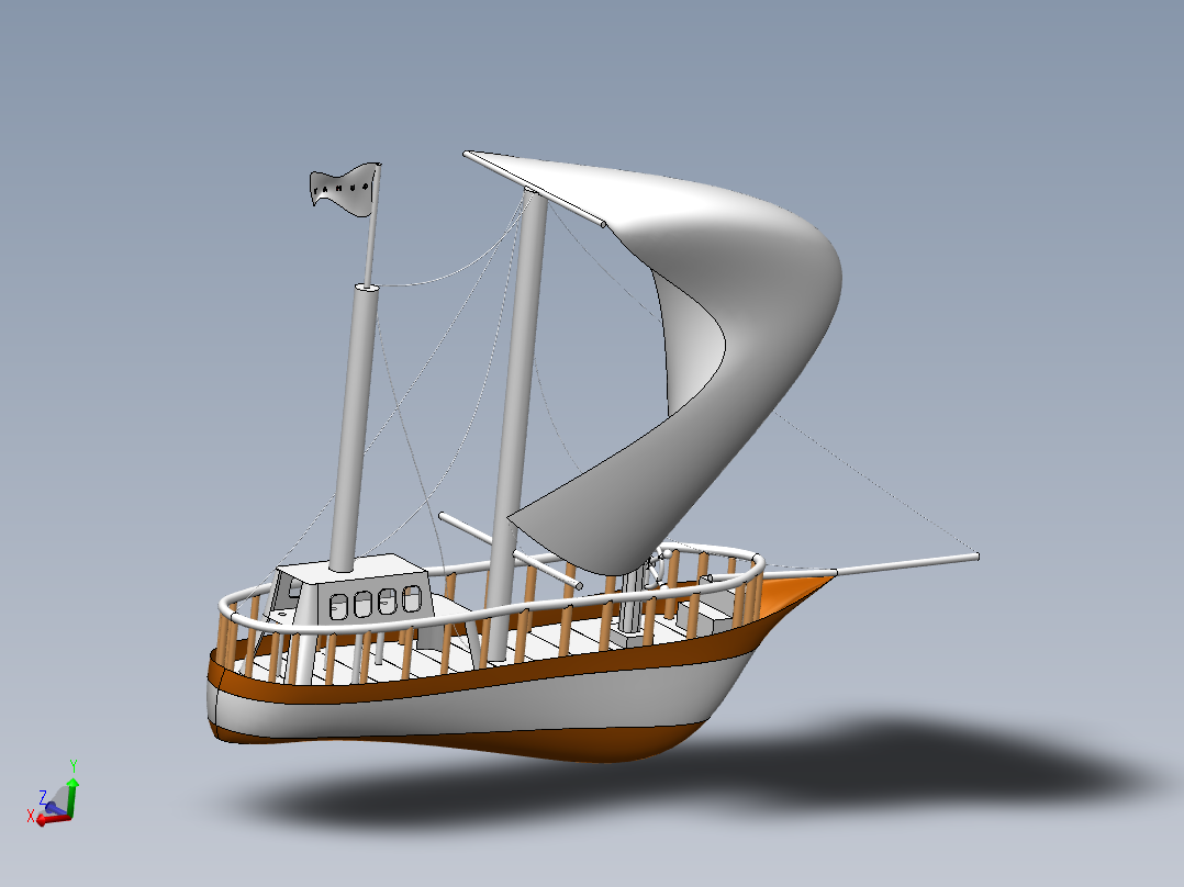 卡通版帆船3D模型图纸 Solidworks设计