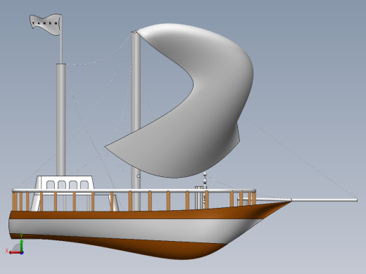 卡通版帆船3D模型图纸 Solidworks设计后视缩略图