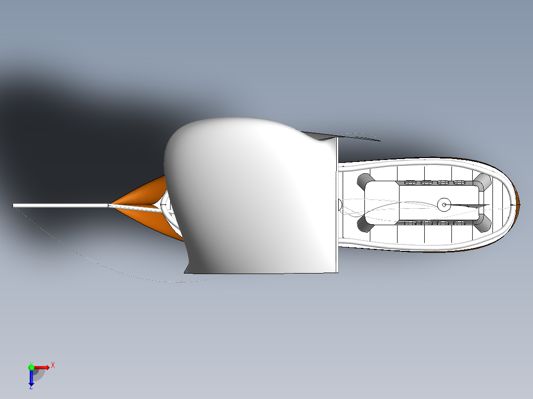 卡通版帆船3D模型图纸 Solidworks设计俯视图