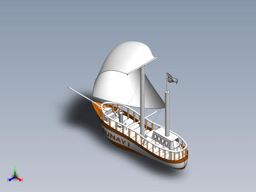 卡通版帆船3D模型图纸 Solidworks设计正等轴测缩略图