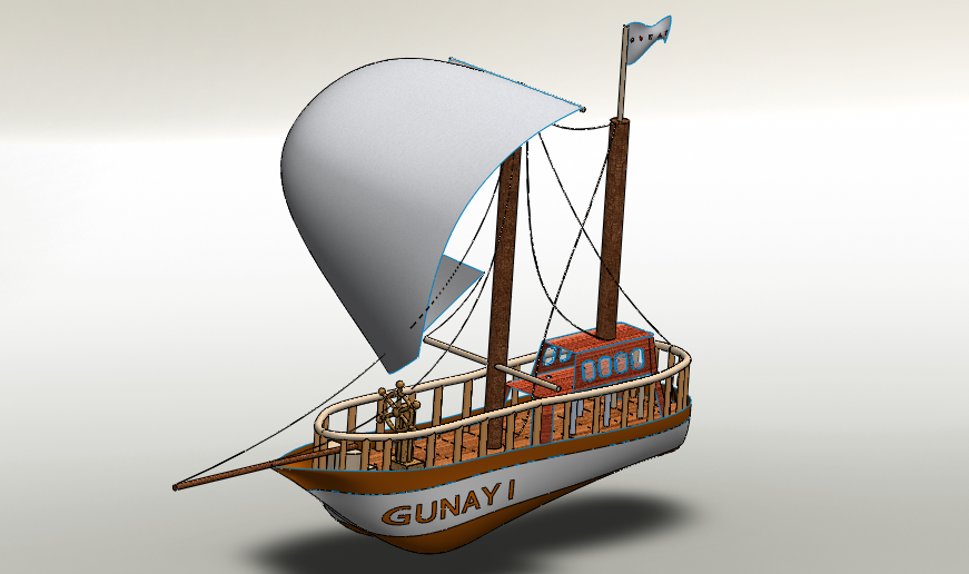 卡通版帆船3D模型图纸 Solidworks设计