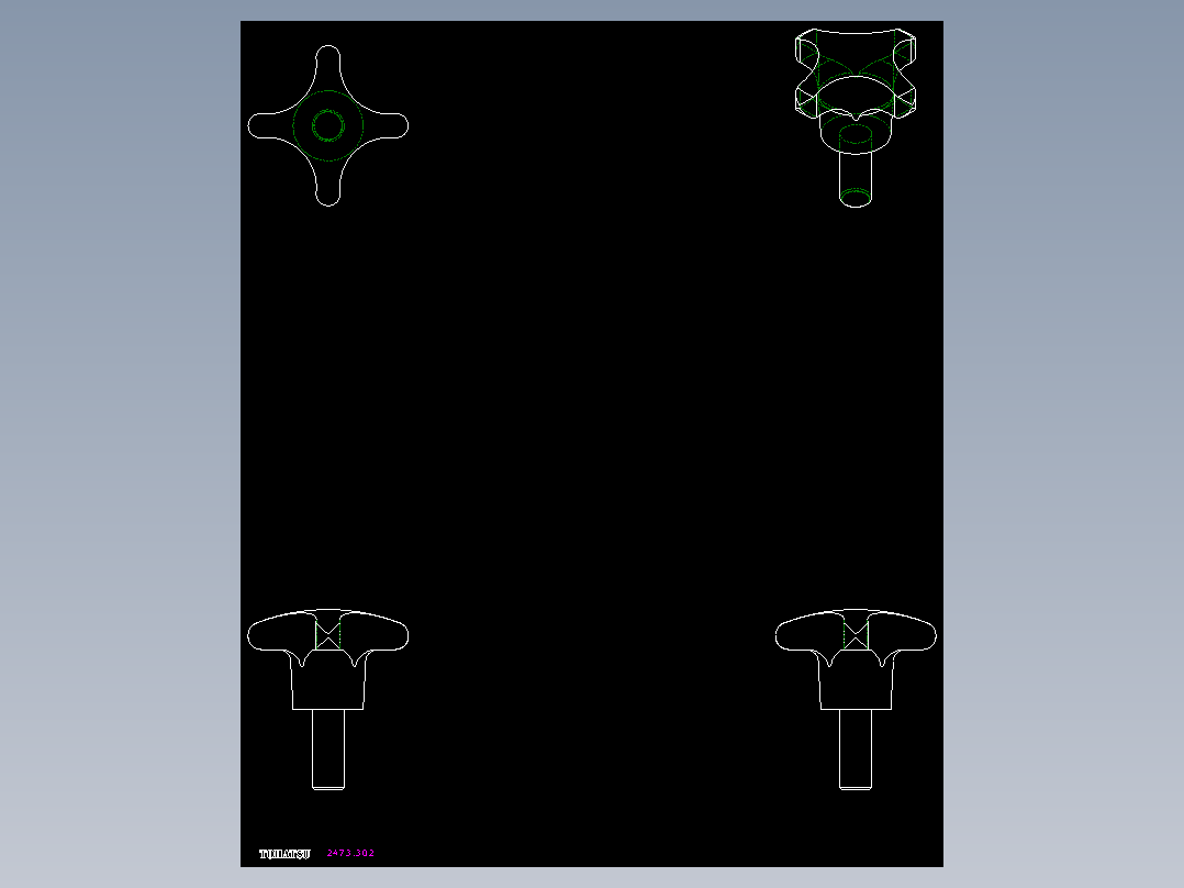 星型把手2473-2D多系列多零件图纸模型