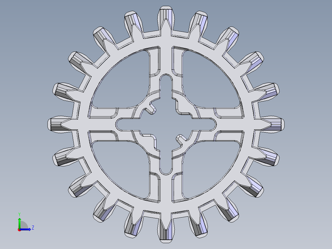 32269 White Technic Gear 20 Tooth Double Bevel.SLDPRT左视图