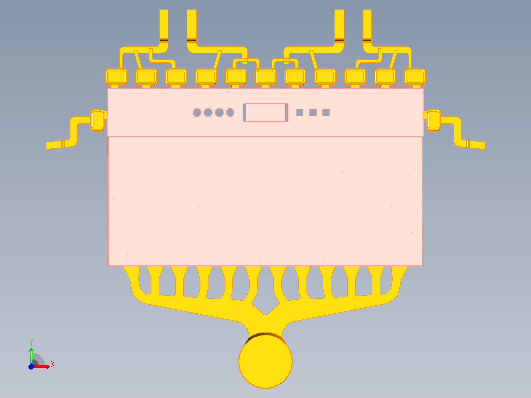 散热壳体盖板-水口铸件图前视图