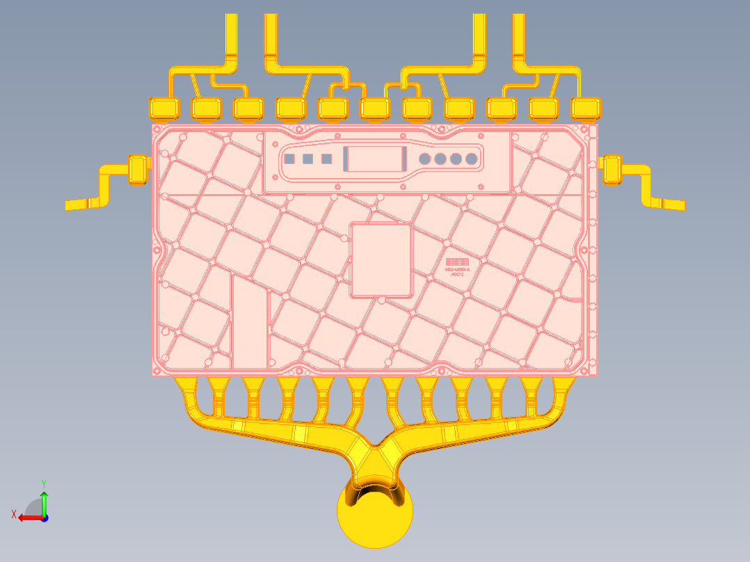 散热壳体盖板-水口铸件图后视图