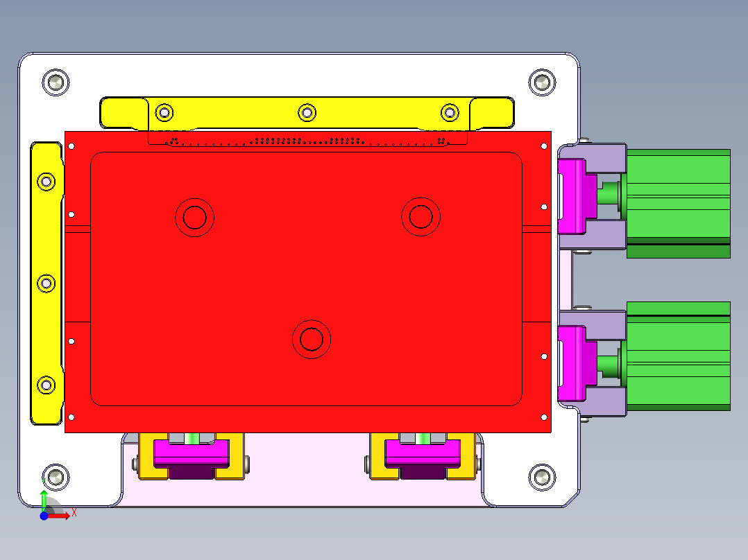 铝挤铝板粗铣内腔工装治具模型三维+CAD前视图