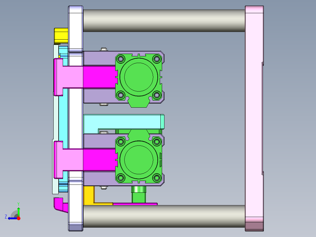 铝挤铝板粗铣内腔工装治具模型三维+CAD右视图